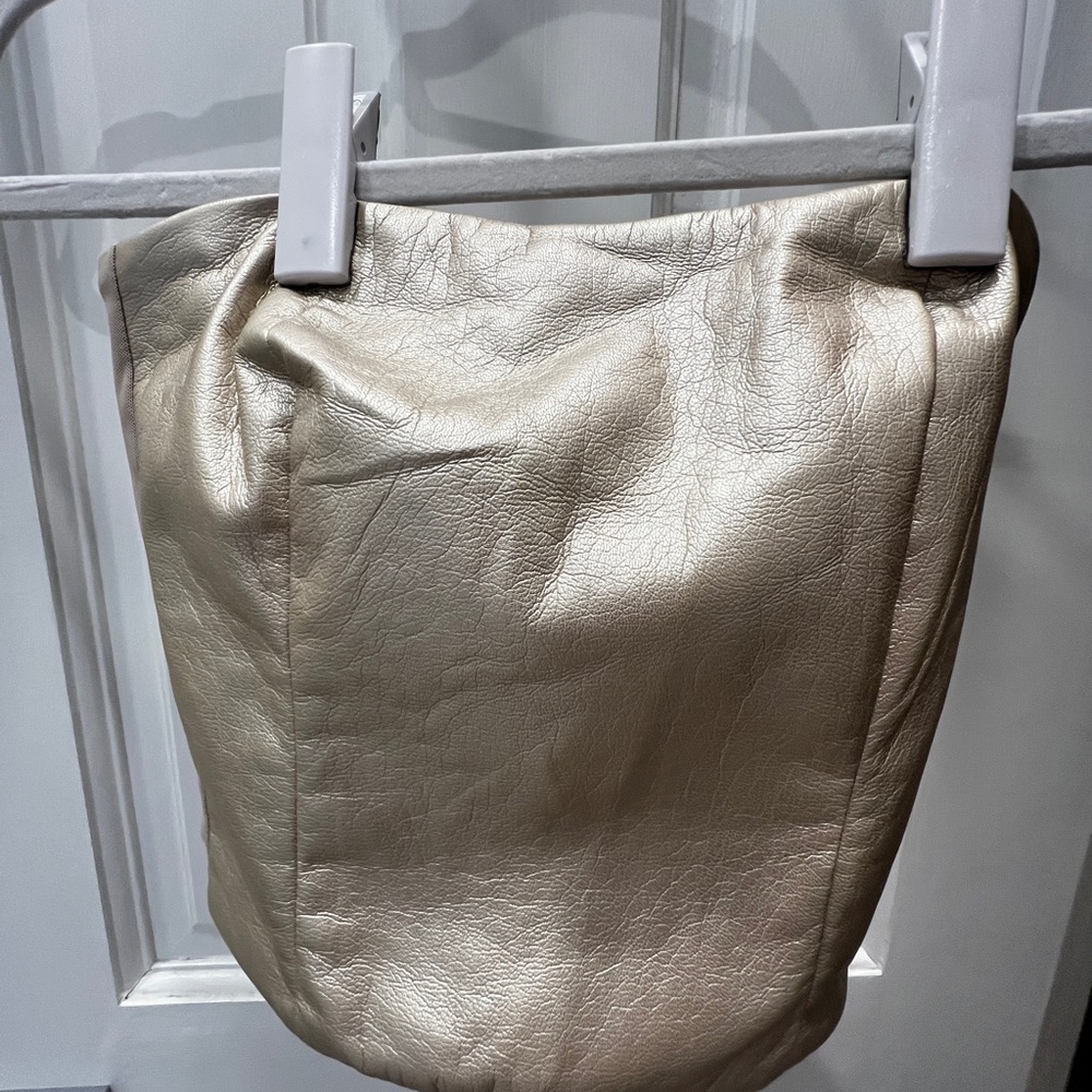 NWT Generation Love Gold Jaqueline Vegan Leather Zip Up Top - Size Small